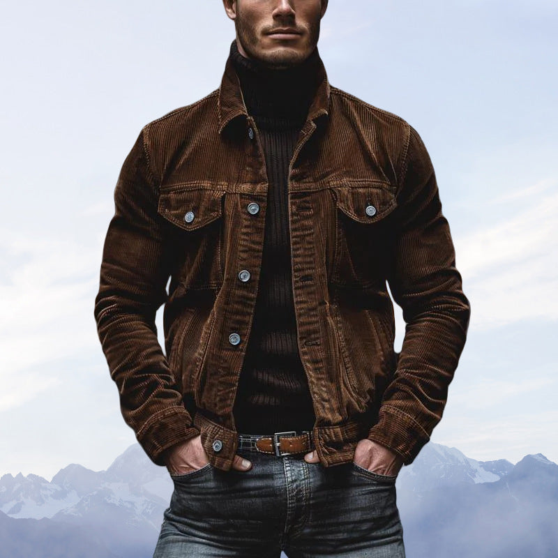 Herren Cordjacke mit klassischem Schnitt und praktischen Brusttaschen