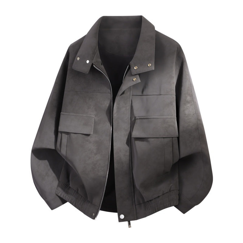 Herren Oversize Field-Bomberjacke im Velours-Look mit Frontklappen, verdecktem Zwei-Wege-Reißverschluss & verstärktem Stehkragen Nord Taschen