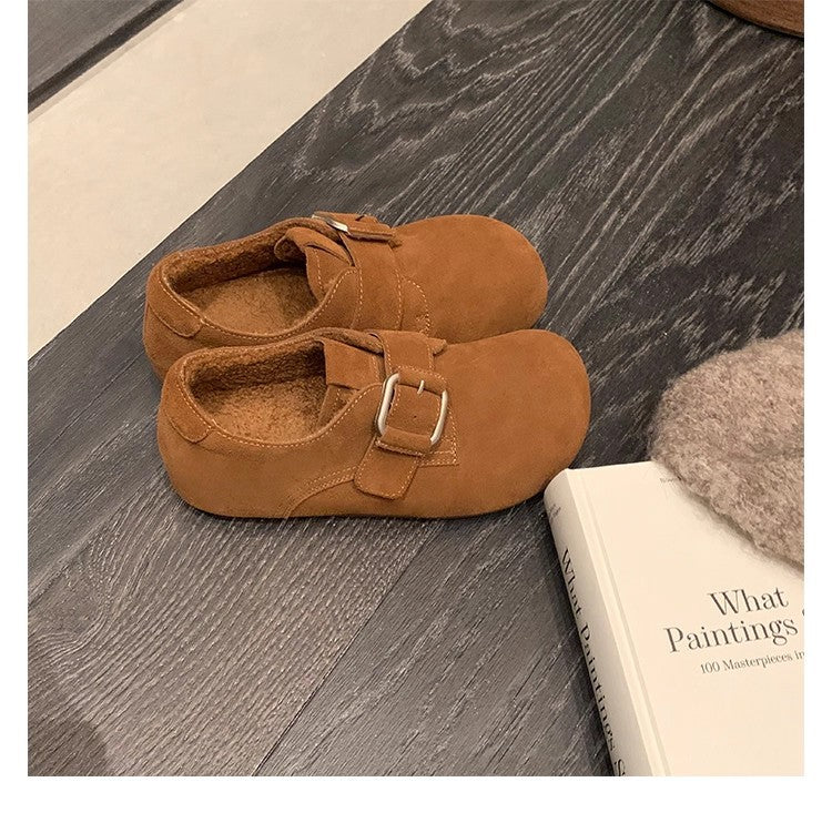 Damen Gefütterte Veloursleder-Mary‑Jane‑Hausschuhe mit verstellbarer Metallschnalle Nord Taschen