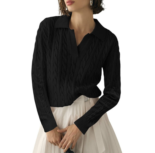 Damen Poloshirt mit Strickmuster und kontrastierenden Akzenten