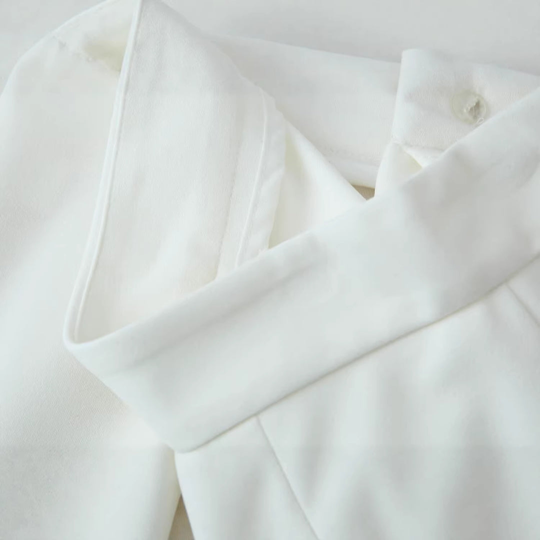 Damen hochtaillierte Palazzo‑Hose mit weitem Bein, Bundfalten und verdecktem Verschluss Nord Taschen