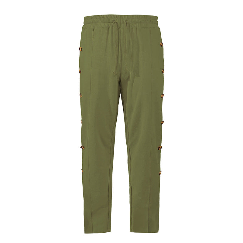 Herren Relaxed-Fit Freizeithose mit seitlichen Zierknopfleisten, elastischem Bund und Kordelzug Nord Taschen
