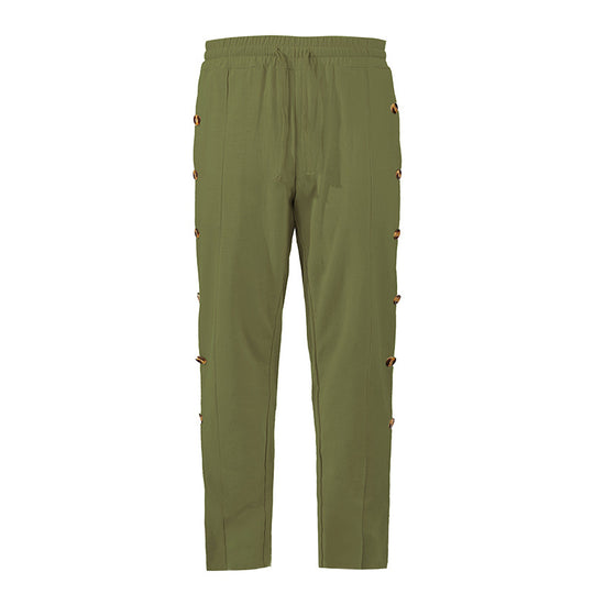 Herren Relaxed-Fit Freizeithose mit seitlichen Zierknopfleisten, elastischem Bund und Kordelzug Nord Taschen