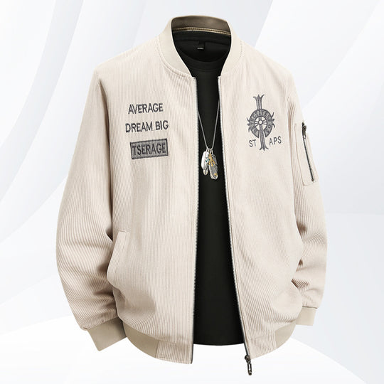 Men's  textured ribbed bomber jacket with embroidered chest crest and zip sleeve pocket Nord Taschen