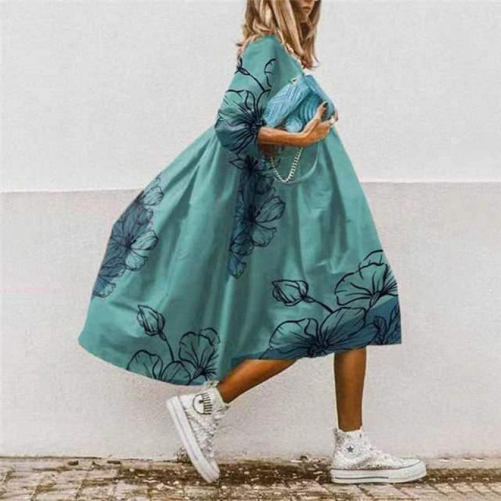 Damen Freizeitkleid mit farbenfrohem Blumendesign