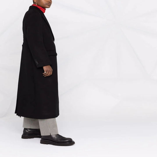 Damen Longcoat im minimalistischen Doppelreiher mit taillierter Silhouette und Pattentaschen Nord Taschen