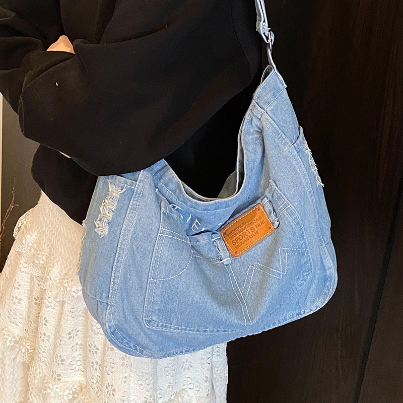 Damen modische Schultertasche aus hochwertigem Denim Nord Taschen