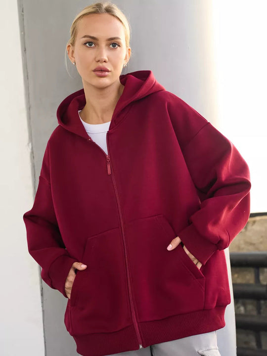 Damen Zip-Hoodie mit lässigem Schnitt und großen Taschen Nord Taschen