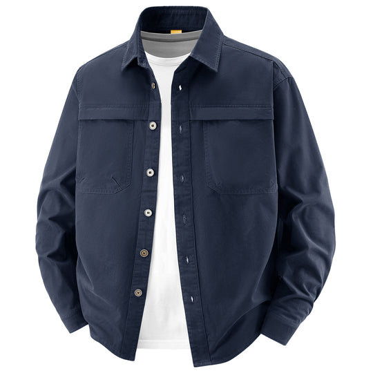 Herren Overshirt aus Baumwoll‑Twill mit zwei Brustklappen und relaxed Fit Nord Taschen