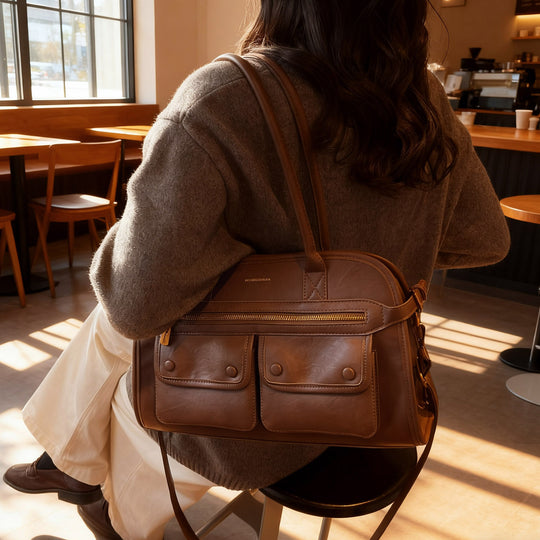 Damen organische Leder Tragetasche mit multifunktionalen Fächern Nord Taschen