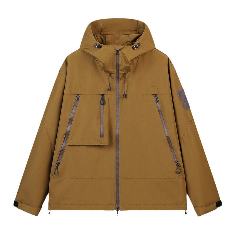 Herren Technische Kapuzen-Outdoorjacke mit wasserabweisenden Reißverschlüssen und Utility‑Taschen Nord Taschen