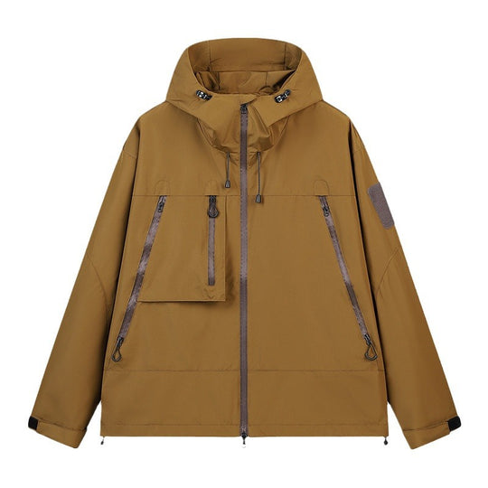Herren Technische Kapuzen-Outdoorjacke mit wasserabweisenden Reißverschlüssen und Utility‑Taschen Nord Taschen