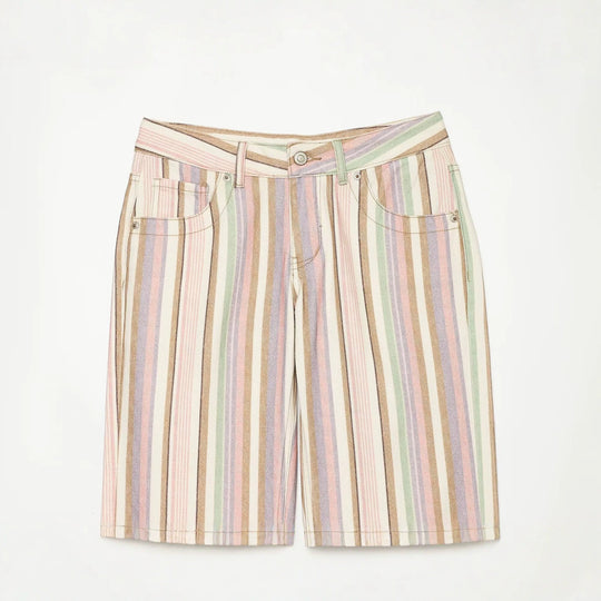 Damen Gestreifte Highwaist Palazzohose mit weitem Bein und Five‑Pocket-Details Nord Taschen