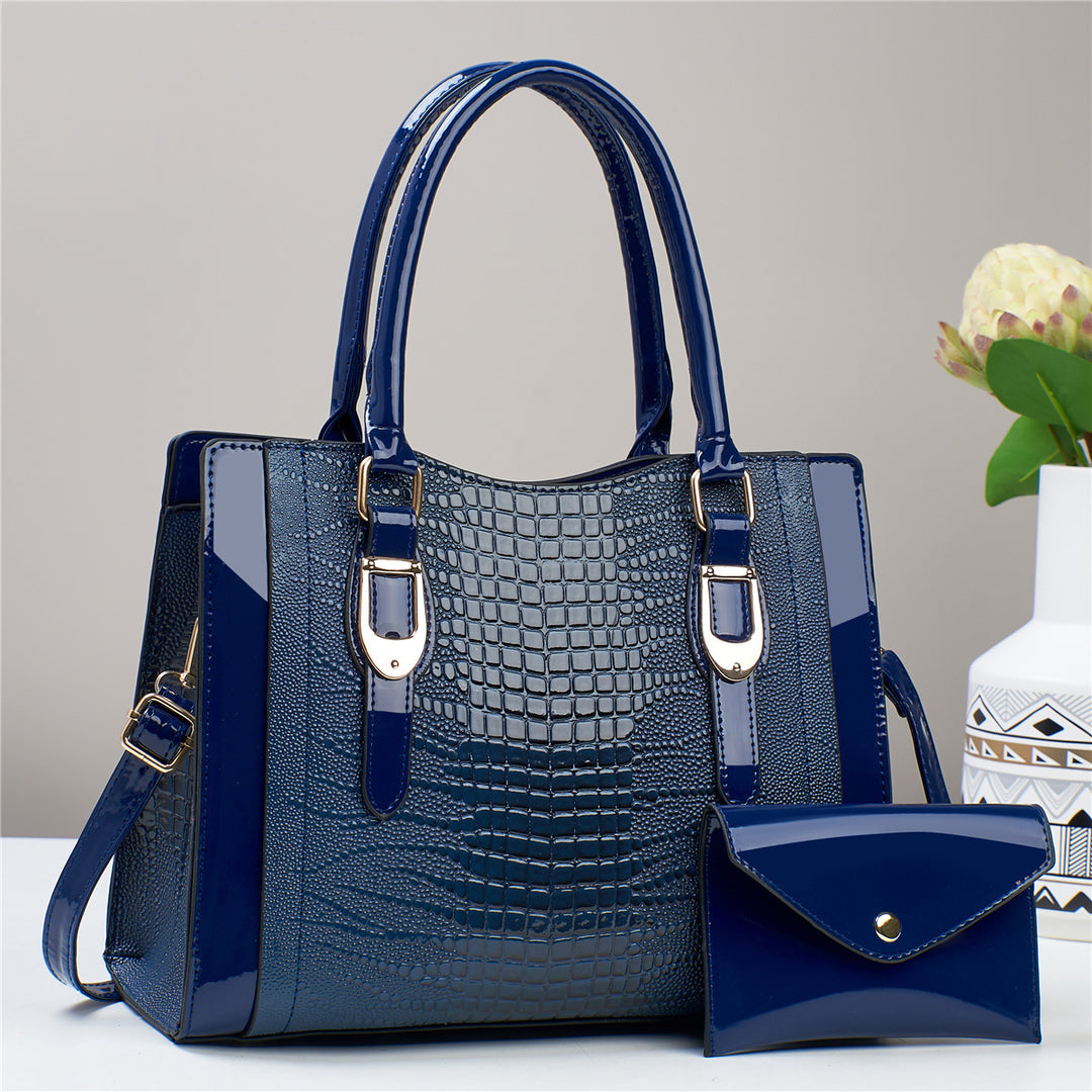 Damen elegante Handtasche mit Kroko-Prägung und abnehmbarer Clutch Nord Taschen