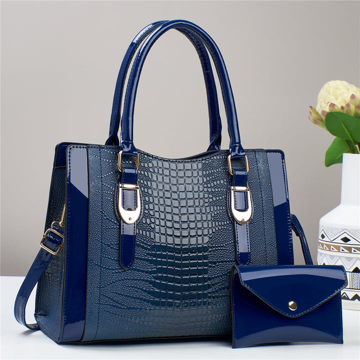Damen elegante Handtasche mit Kroko-Prägung und abnehmbarer Clutch Nord Taschen