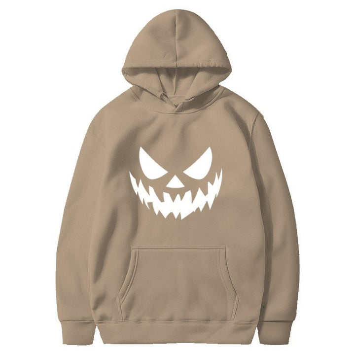 Unisex Kapuzenpullover mit gruseligem Kürbisgesicht-Print und Oversize Kängurutasche Nord Taschen
