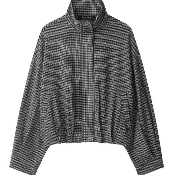 Damen Kurz geschnittene Wollmix-Jacke mit Stehkragen, Reißverschluss und Ballonärmeln Nord Taschen