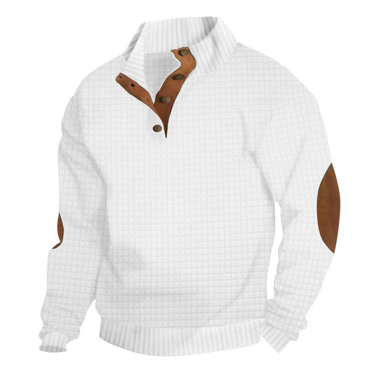 Herren Strukturierter Pullover mit Halbknopf-Leiste und Ellbogenpatches Nord Taschen