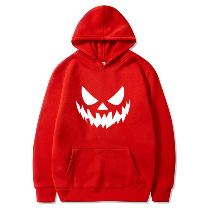 Unisex Kapuzenpullover mit gruseligem Kürbisgesicht-Print und Oversize Kängurutasche Nord Taschen