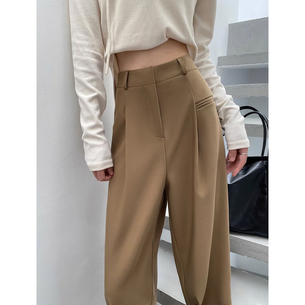 Damen Hochtaillierte Tailored-Hose mit weitem Bein, Bundfalten und Ziertasche Nord Taschen