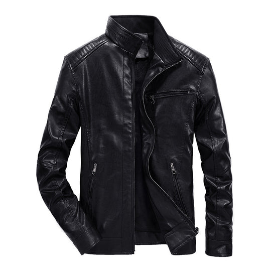 Herren schmal geschnittenes Kunstleder-Blouson mit hochschließendem Stehkragen und Schultersteppung Nord Taschen