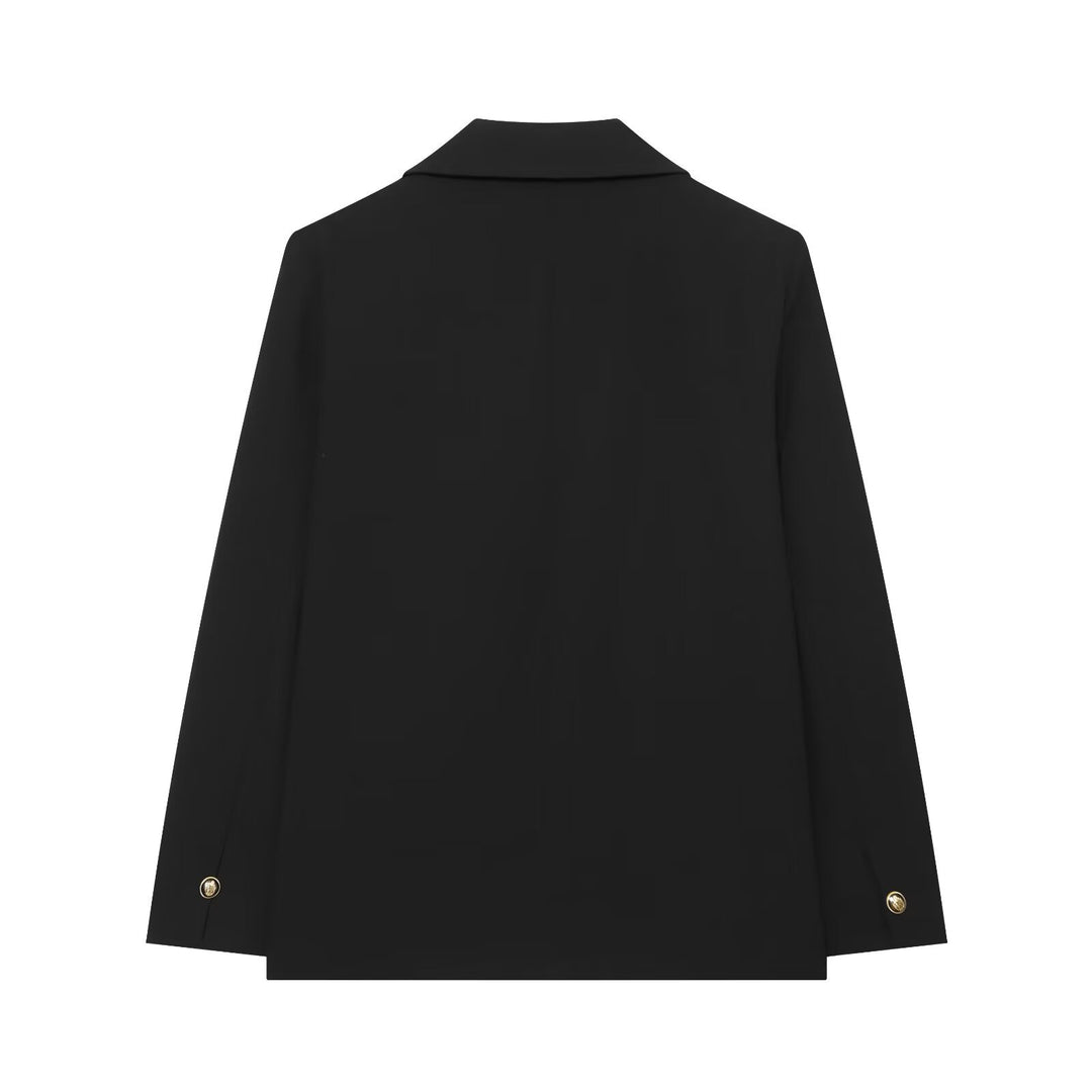 Damen Zweireihiger Oversize‑Blazer mit goldenen Zierknöpfen Nord Taschen
