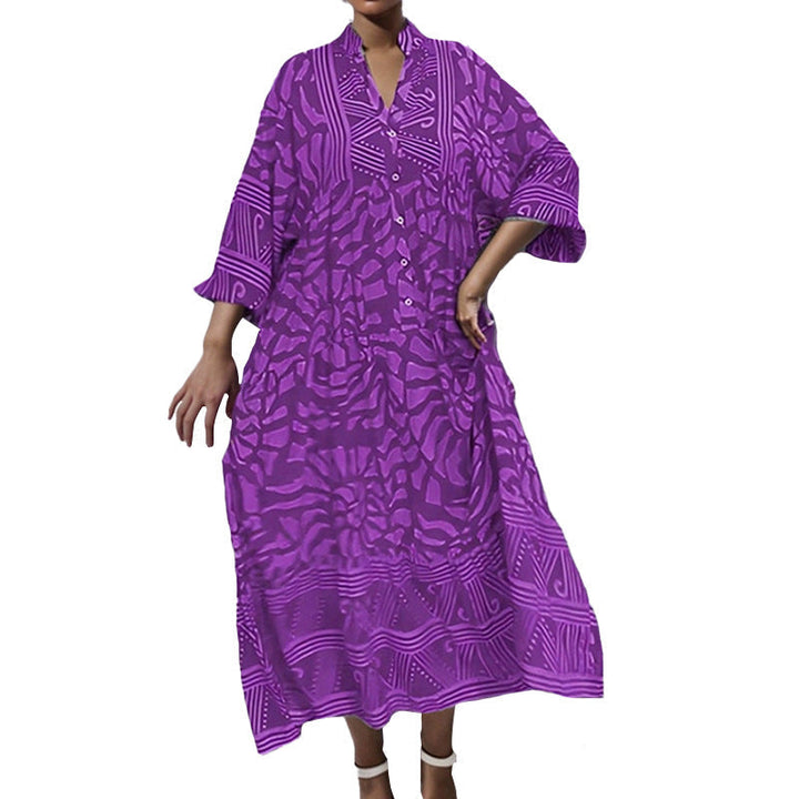 Damen Tunika-Kleid mit Einzigartigem Grafikdruck und Weiten Ärmeln