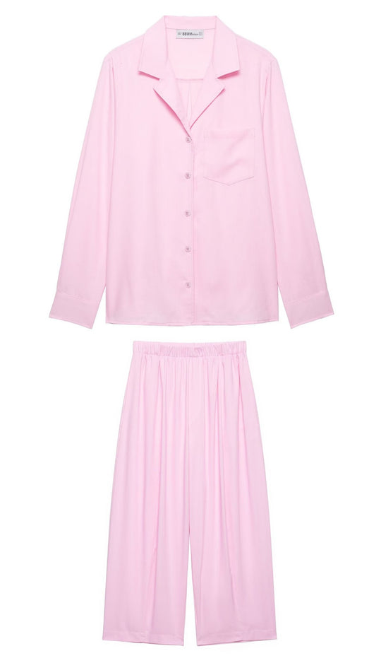 Damen Zweiteiliges Lounge‑Set mit Hemdoberteil und weiter Culotte mit Elastikbund Nord Taschen