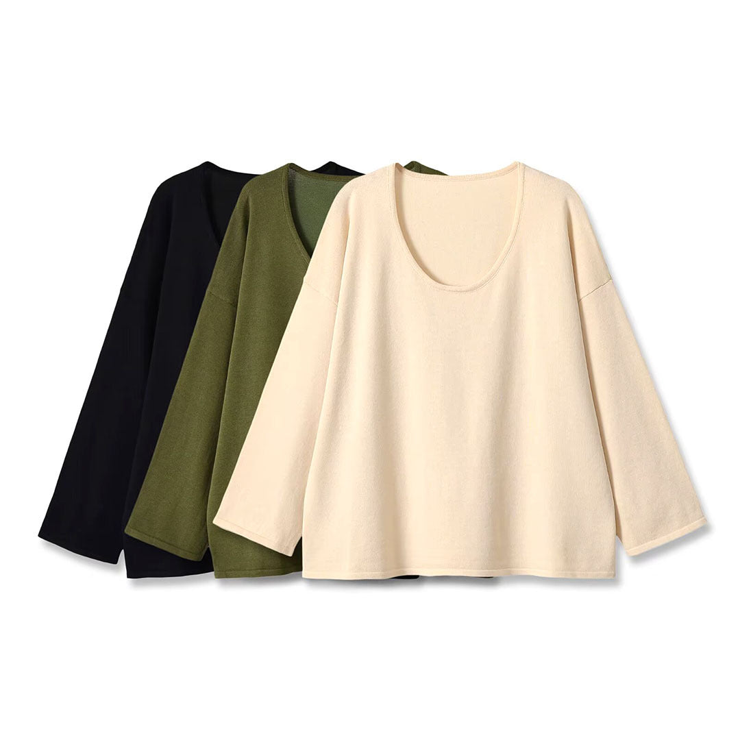 Damen Oversize Sweatshirt mit tiefem Rundhalsausschnitt und überschnittener Schulter Nord Taschen