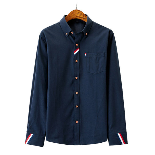 Herren modernes Oxford-Hemd mit Button-Down-Kragen, Brusttasche und dezenter Streifenverzierung Nord Taschen