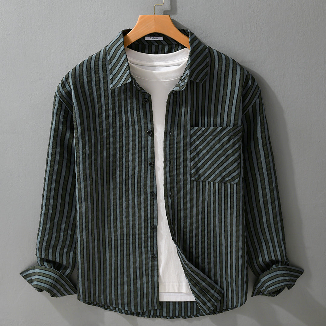 Herren Strukturierter Cord-Overshirt im Relaxed-Fit mit aufgesetzter Brusttasche Nord Taschen