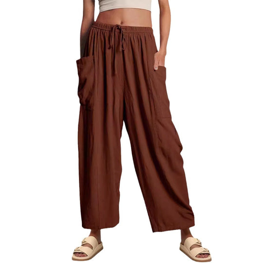 Damen Modische Leinenhose Nord Taschen