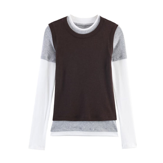 Damen Lagenlook-Longsleeve mit integriertem Kurzarm-Overlay Nord Taschen