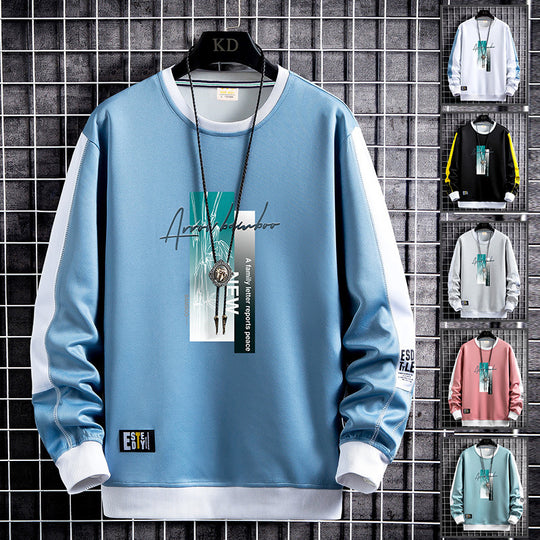Herren Sportlich‑urbanes Rundhals‑Sweatshirt mit Kontrastärmeln, gerippten Bündchen & frontalem Grafikprint Nord Taschen