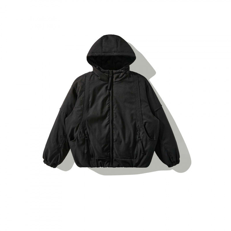 Unisex Oversize Stepp-Bomberjacke mit hoher Kapuze, geformten Pattentaschen und elastischem Saum Nord Taschen