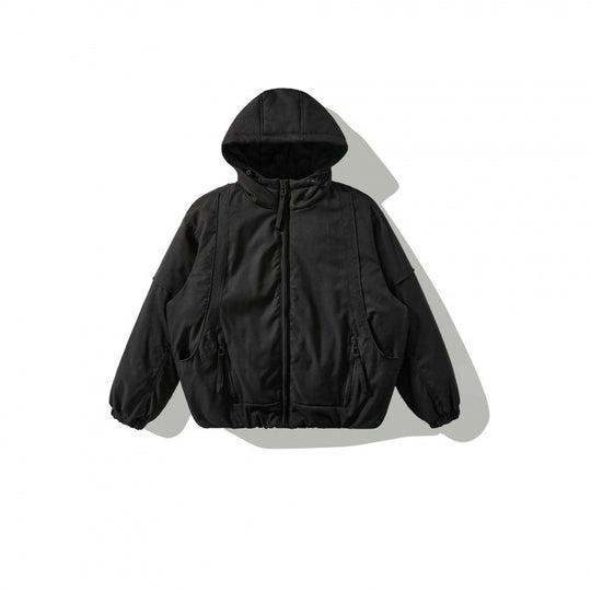 Unisex Oversize Stepp-Bomberjacke mit hoher Kapuze, geformten Pattentaschen und elastischem Saum Nord Taschen