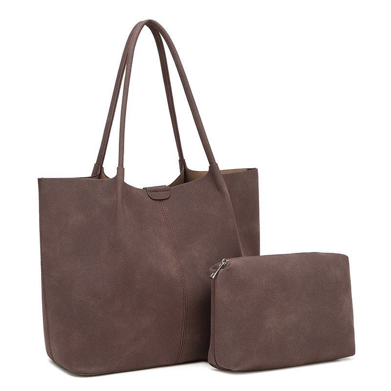 Damen Großzügige Tragetasche mit elegantem Suede-Finish und praktischem Druckverschluss Nord Taschen