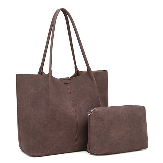 Damen Großzügige Tragetasche mit elegantem Suede-Finish und praktischem Druckverschluss Nord Taschen