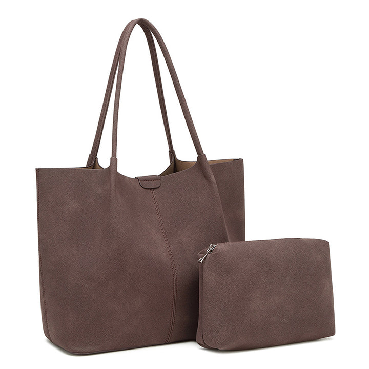 Damen Großzügige Tragetasche mit elegantem Suede-Finish und praktischem Druckverschluss Nord Taschen