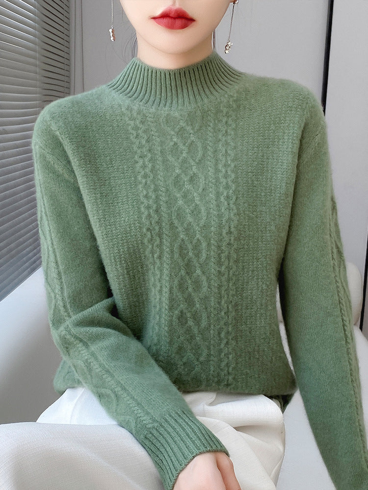 Damen Weicher Zopfstrick-Mockneck-Pullover mit leichtem Mohair-Effekt Nord Taschen