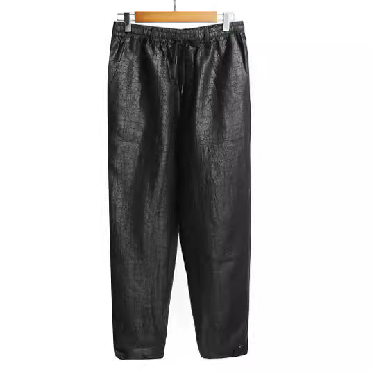 Damen Lederimitat-Jogginghose mit elastischem Bund und Tunnelzug Nord Taschen
