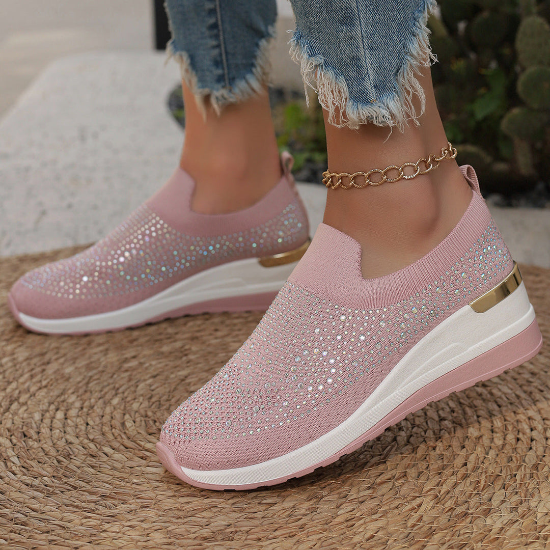 Damen Glitzernde Slip-On Sneakers mit bequemer und dämpfender Sohle