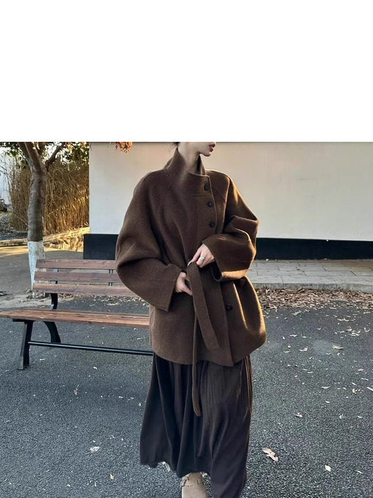 Damen Modische Oversized-Wolljacke Nord Taschen