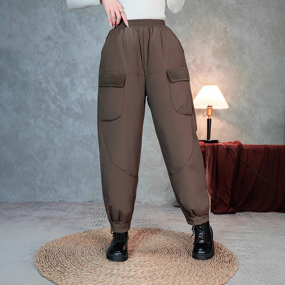 Damen gesteppte Thermo-Cargo-Hose mit elastischem Bund und Saumbündchen Nord Taschen