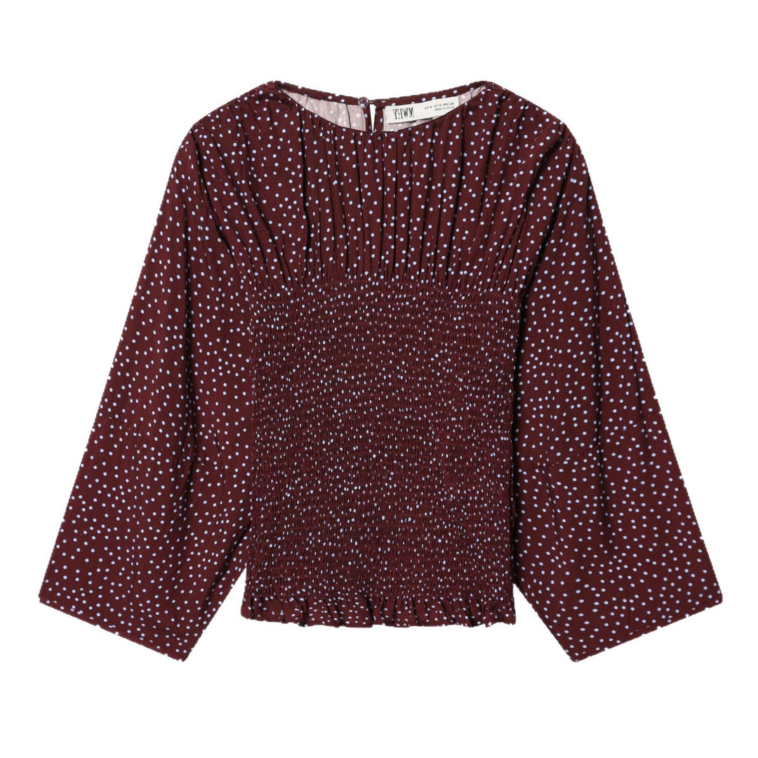Damen Smock-Bluse mit elastischer Raffung und weiten Trompetenärmeln Nord Taschen