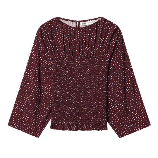 Damen Smock-Bluse mit elastischer Raffung und weiten Trompetenärmeln Nord Taschen