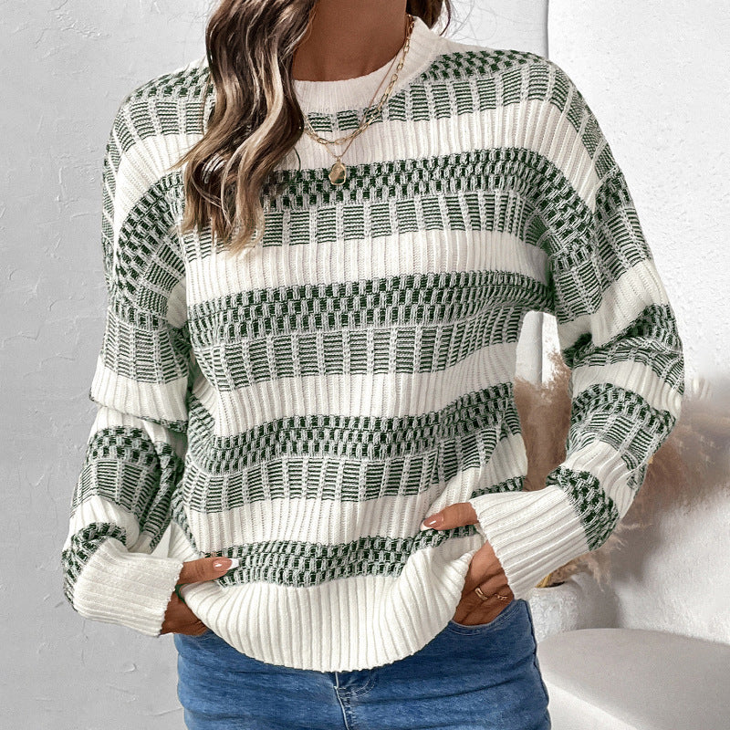 Damen Modischer Strickpullover mit blockartigem Muster Nord Taschen