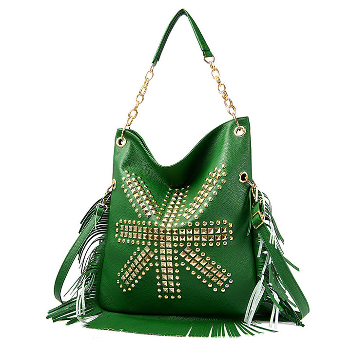 Damen stilvolle Handtasche mit Fransen und Nieten Nord Taschen