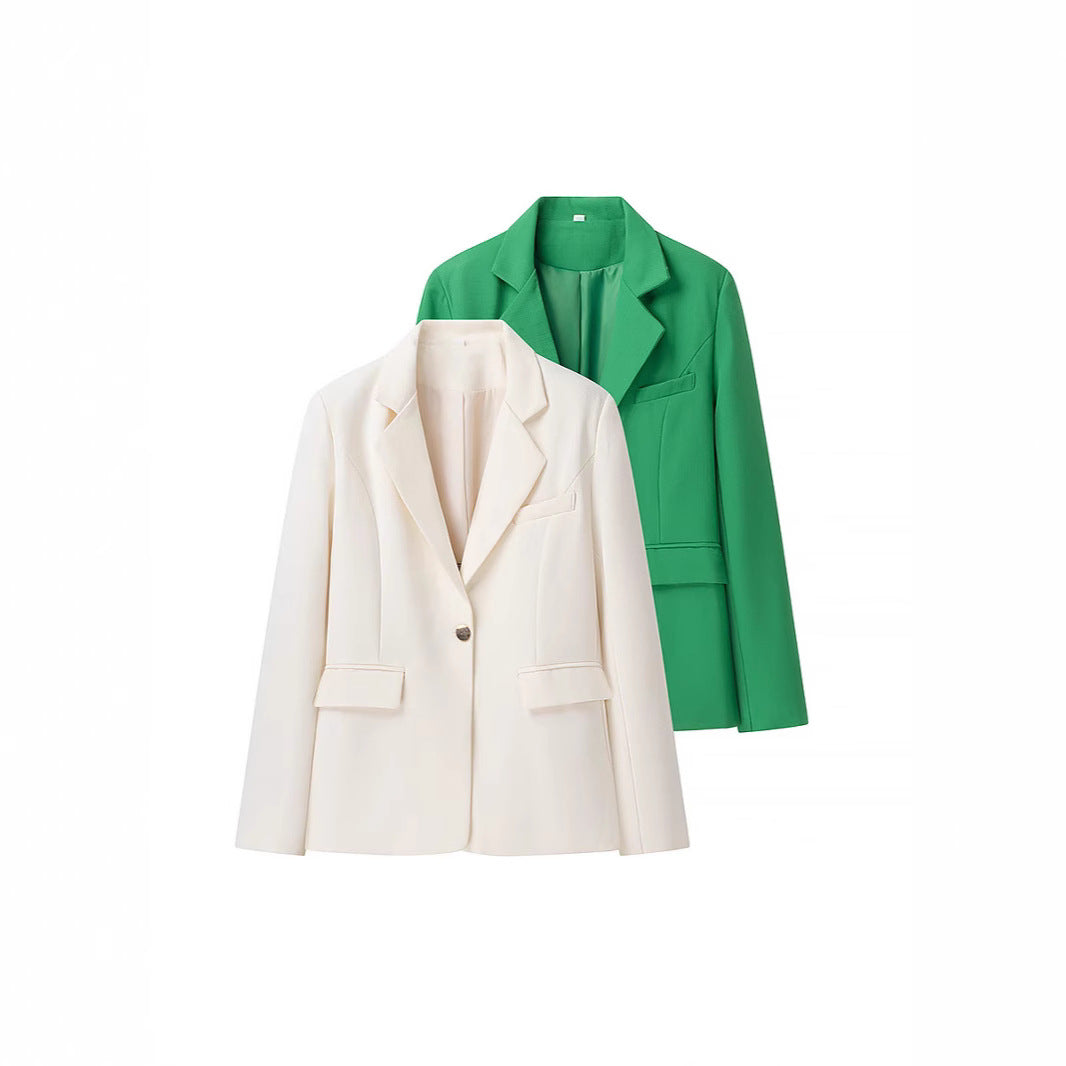 Damen Bouclé-Zweiteiler mit tailliertem Longblazer, Korsagen-Croptop und hochgeschnittener Shorts Nord Taschen