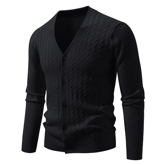 Herren Feinstrick-Cardigan mit Zopfmuster, V‑Ausschnitt und Knopfleiste Nord Taschen